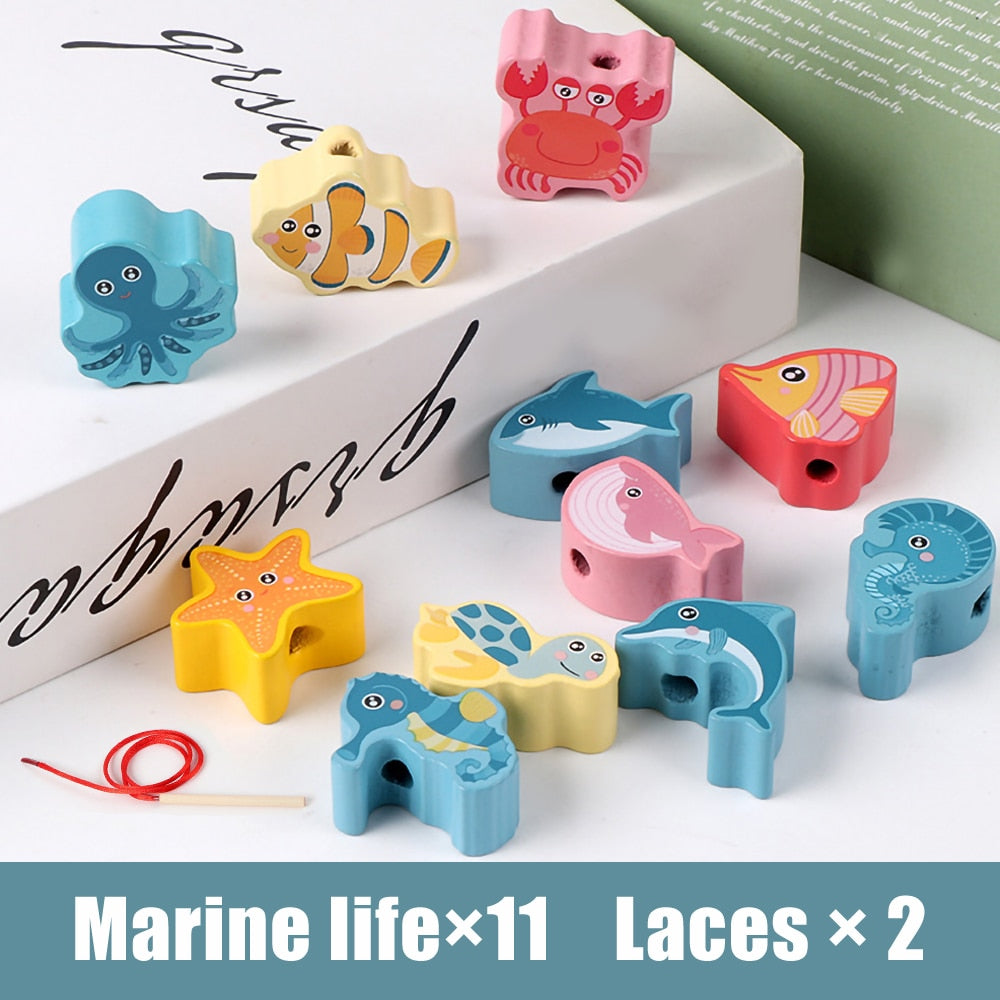 Jouet de laçage Montessori en bois Perles en bois à faire soi-même pour enfants