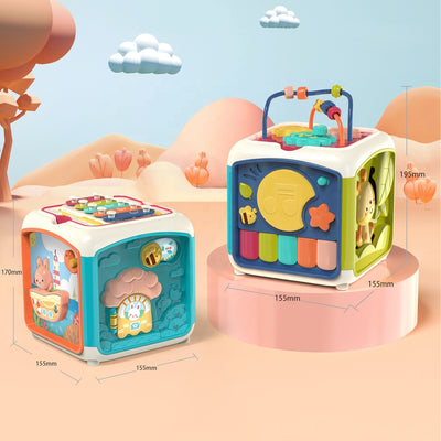 Fidtoy Interactive Baby Activity Cube – Musical Sensory Learning Cube with Piano Keys, Xylophone, Shape Sorting, Motion Sounds, Lights, and 28+ Melodies