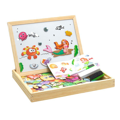 Fidtoy Double-Sided Magnetic & Drawing Board Puzzle for Kids – Montessori Learning Toy for Creativity & Fine Motor Skills