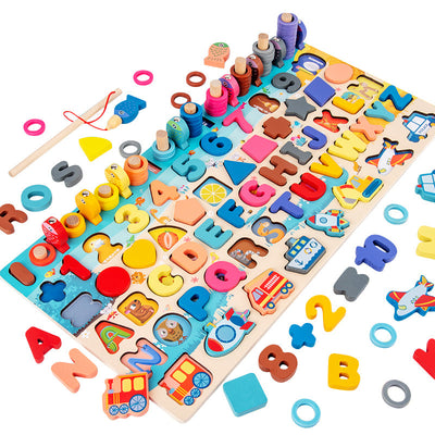 Juguete de aprendizaje Montessori Fidtoy 7 en 1 con tablero de emparejamiento de tráfico