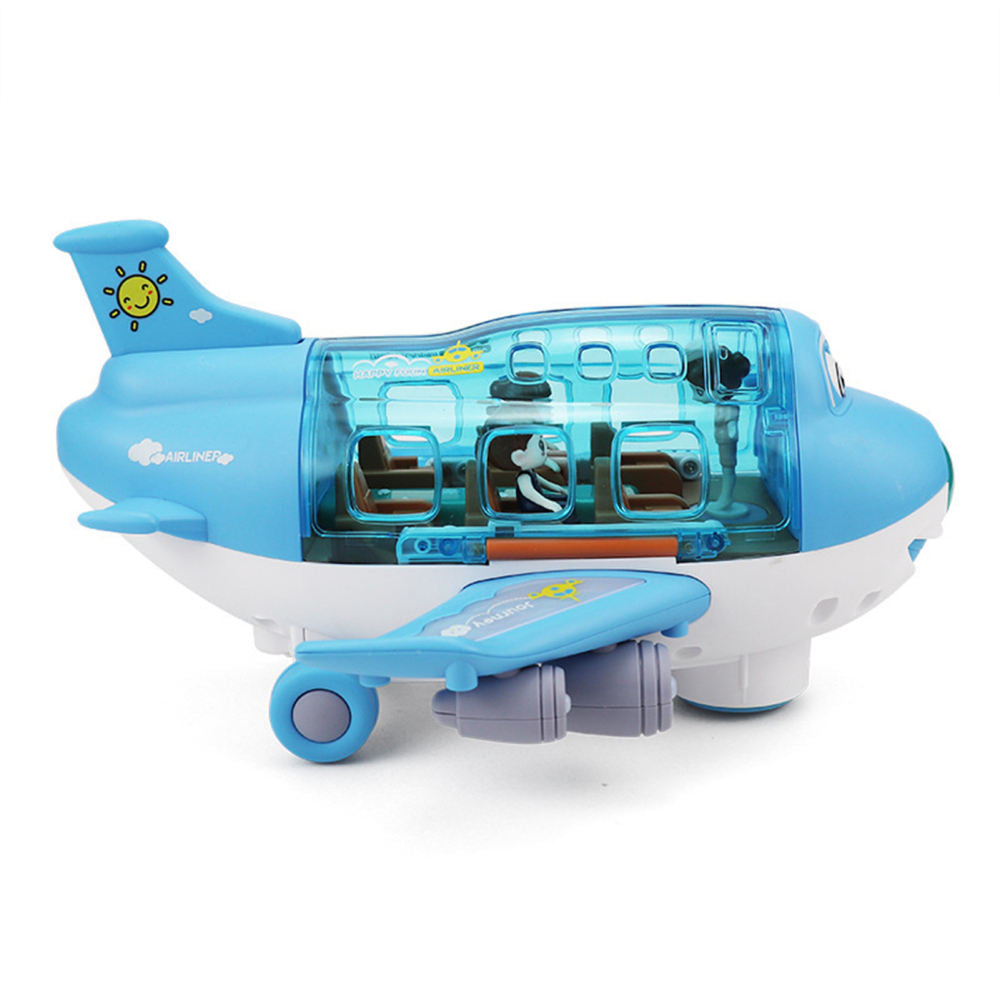 Fidtoy Musical Airplane Toy with Lights Sounds and Automatic Bump & Go Movement for Kids