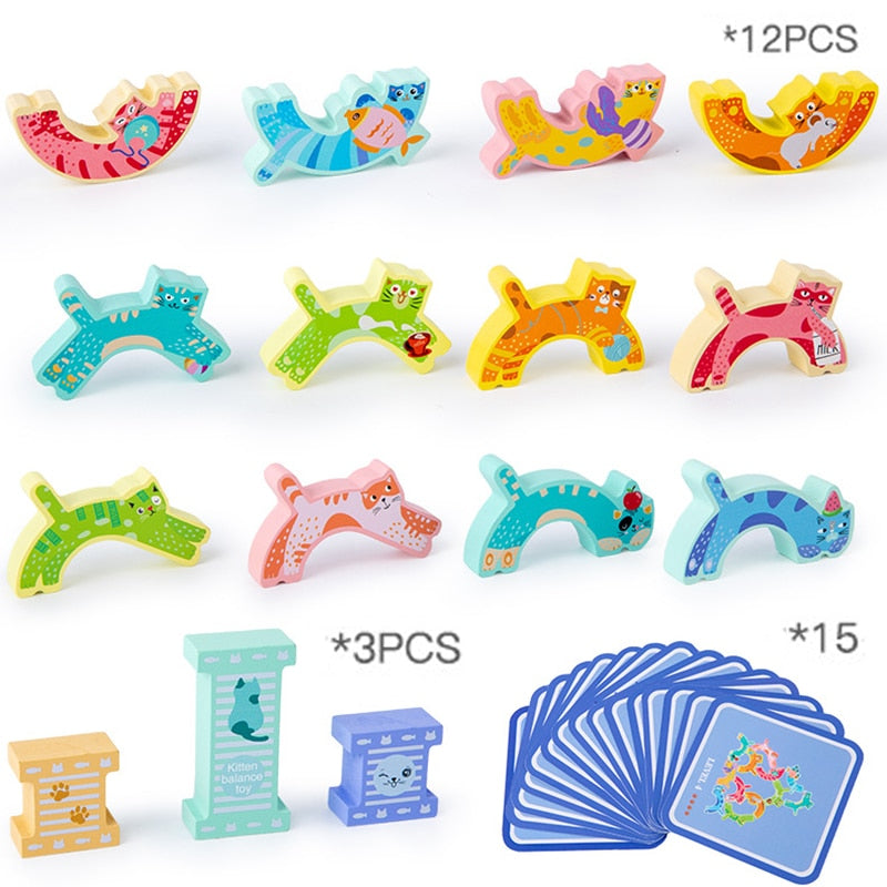 Wooden Kids Animal Balance Building Blocks Toy