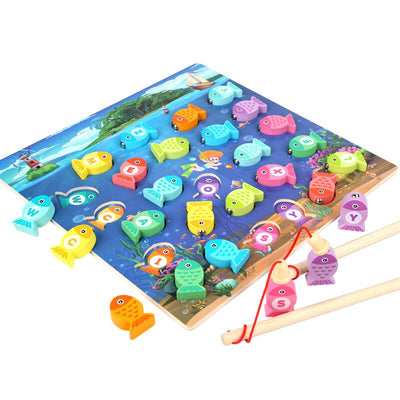 Jouets Éducatifs en Bois Montessori : Jeu de Pêche Nombres et Alphabet