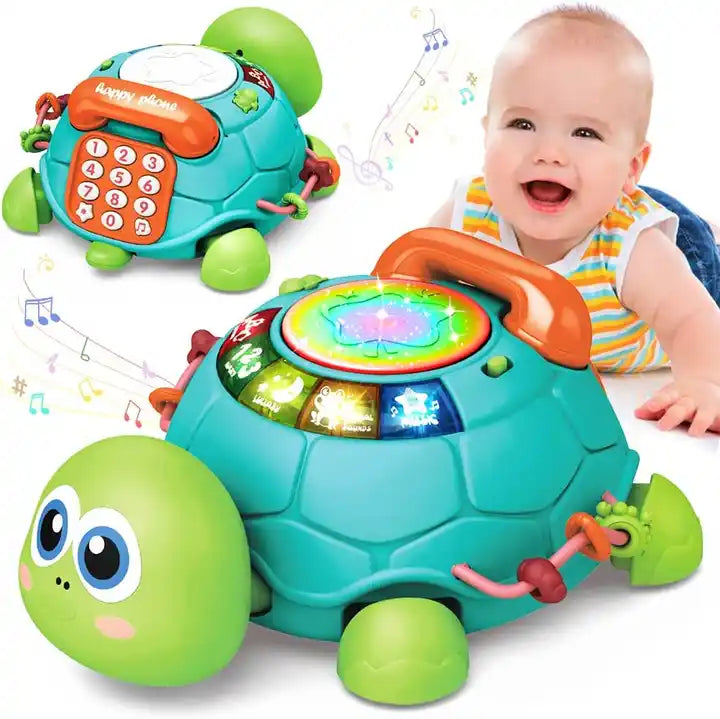 Fidtoy Crawling Musical Turtle Toy for Babies – Interactive Light & Sound Learning Toy for Tummy Time and Early Development