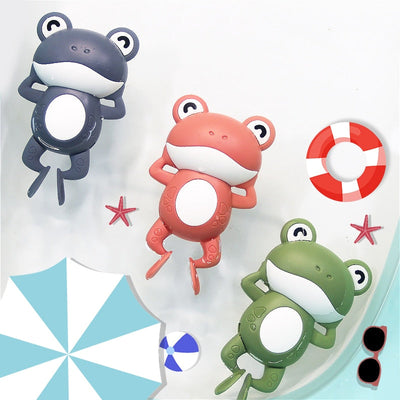 Fidtoy Wind-Up Swimming Frog Bath Toys for Toddlers – Floating Frog Water Toys 3 Pack
