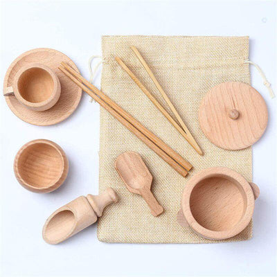 Fidtoy Hachoir en bois Montessori pour enfants, outil de cuisine pour tout-petits
