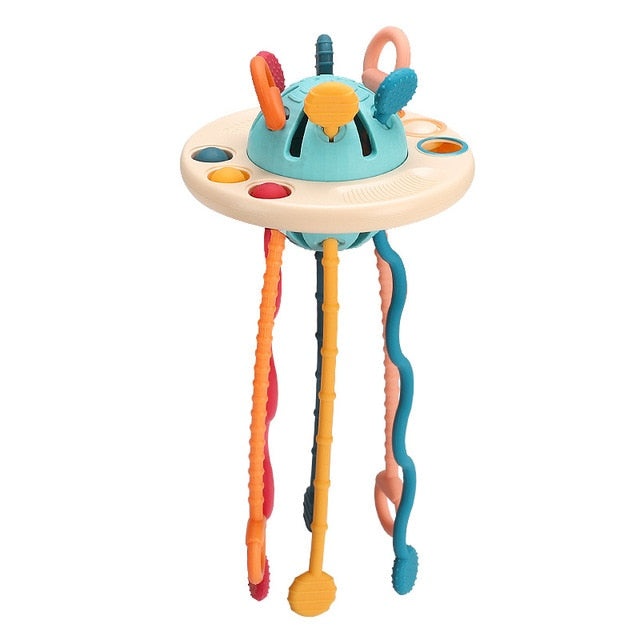 Fidtoy Silicone Pull String Sensory Toy for Babies – Montessori Teething Rattle and Fine Motor Learning Toy