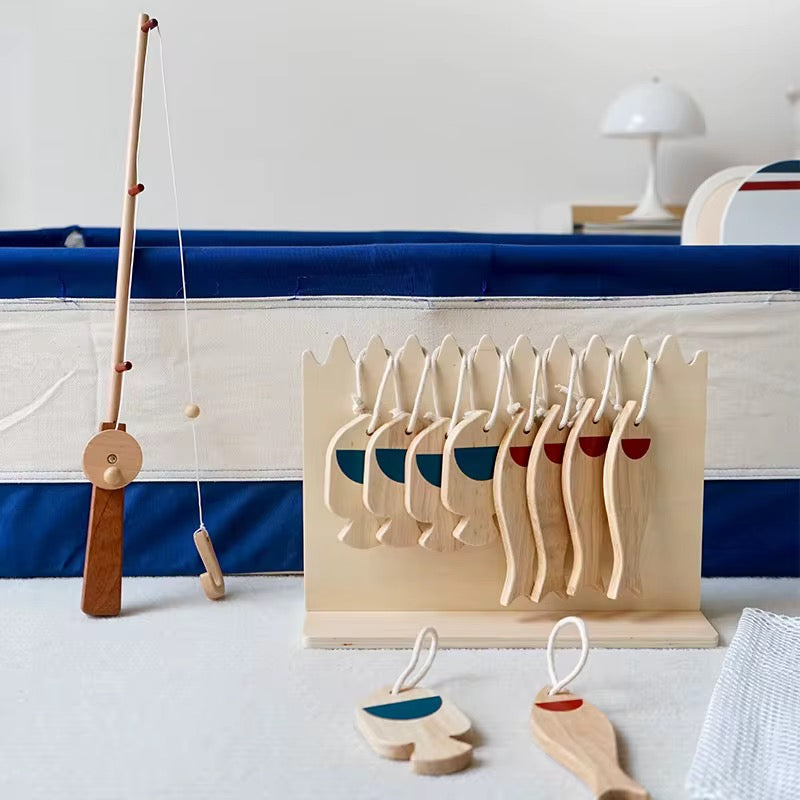 Wooden Fishing Boat Pretend Play Set for Kids – Montessori Ocean Adventure Toy with Rod, Fish & Accessories | Eduspark Toys