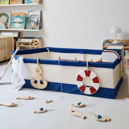 Wooden Fishing Boat Pretend Play Set for Kids – Montessori Ocean Adventure Toy with Rod, Fish & Accessories | Eduspark Toys