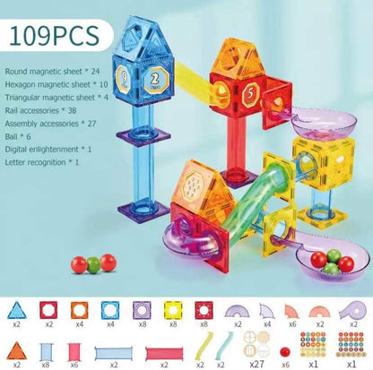 109 pieces Onshine Magnetic Tile Marble Run- Open-Ended Play