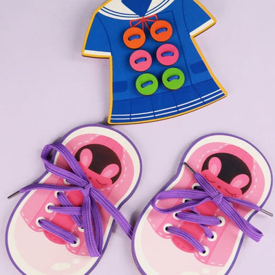 Ensemble de 2 jouets à lacer (fille et garçon) - Idéal pour la motricité fine