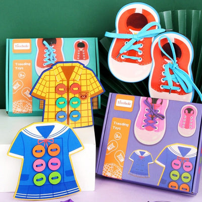 Ensemble de 2 jouets à lacer (fille et garçon) - Idéal pour la motricité fine
