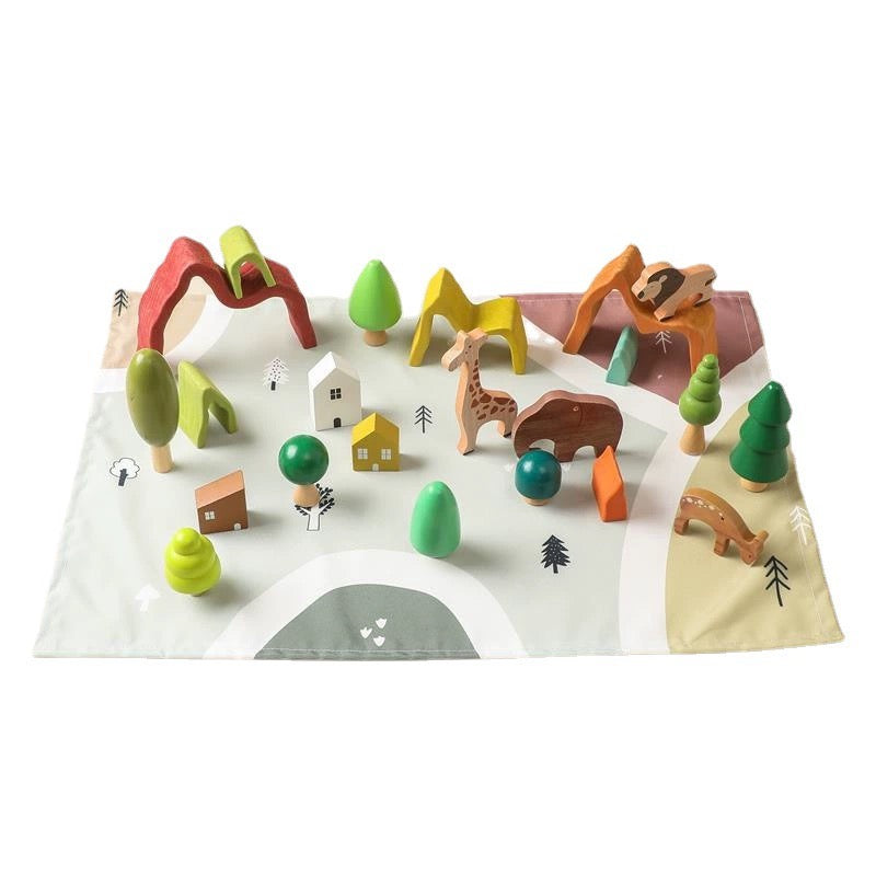 Wooden Forest Play Set with Hills - Best open ended play toys
