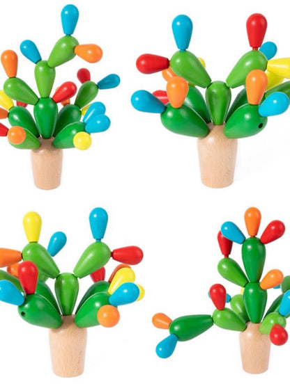 Educational  balance Wooden Balance Building Blocks Cactus children toy