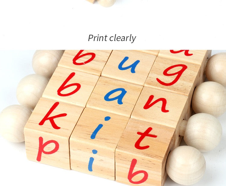 Spin and Read Phonic CVC Word Game with Montessori Three Parts Card Spelling Learning Toy