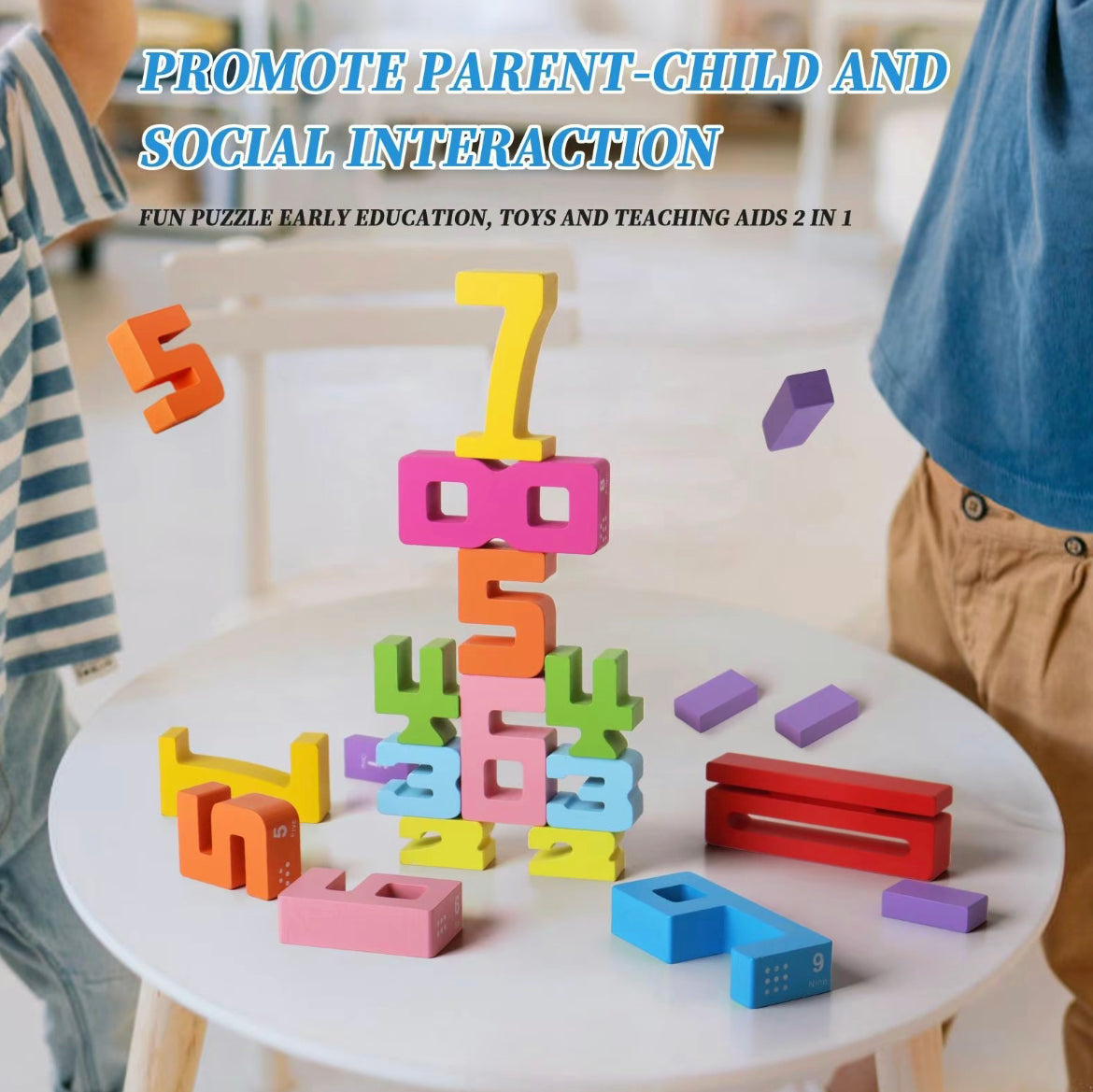 Wooden Number Stacking Game – Montessori Educational Toy for Kids