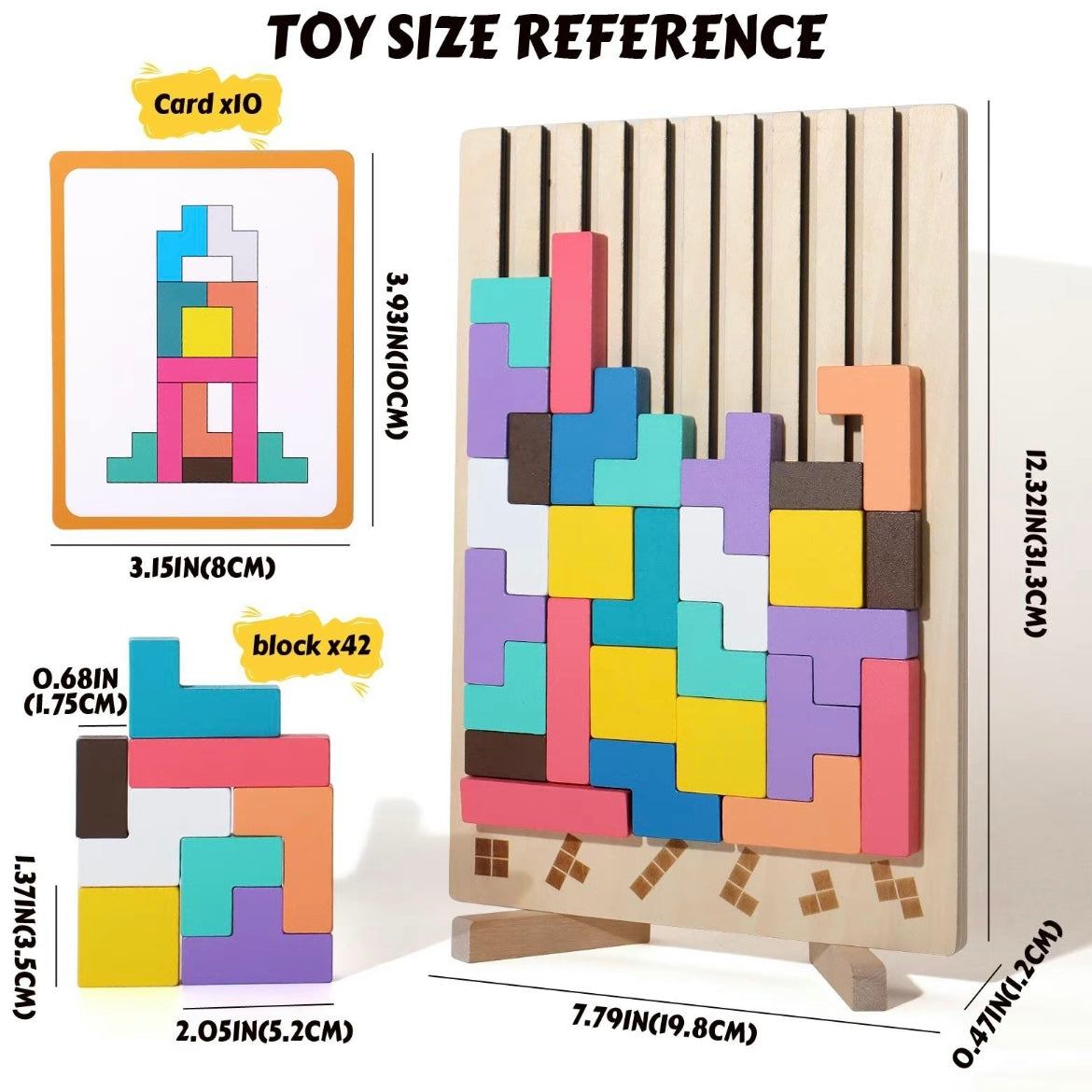 Wooden Sliding Puzzle Game – Montessori Brain Teaser with Challenge Cards for Kids