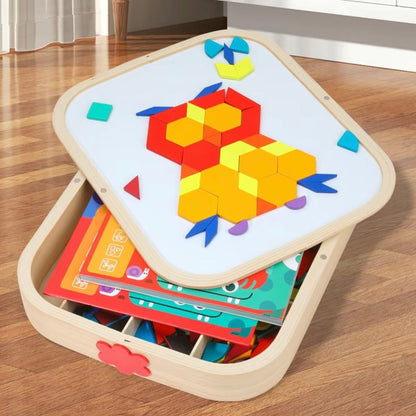 Wooden Magnetic Pattern Blocks – 288 Pieces Montessori Puzzle Toy for Kids Ages 4–8