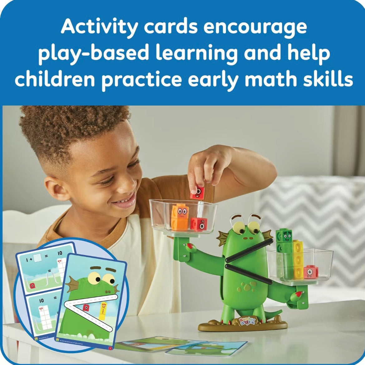 Juego de actividades de equilibrio Numberblocks Blockzee, 61 cubos MathLink, balanza, manipuladores matemáticos educativos, números para niños pequeños, actividades de aprendizaje preescolar, regalos de cumpleaños para niños