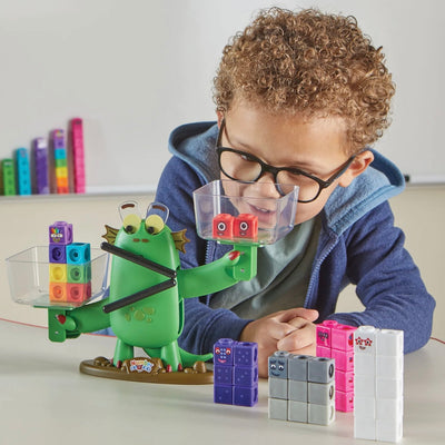 Jeu d'activités d'équilibre Numberblocks Blockzee, 61 cubes MathLink, balance, outils pédagogiques mathématiques, chiffres pour tout-petits, activités d'apprentissage préscolaire, cadeaux d'anniversaire pour enfants