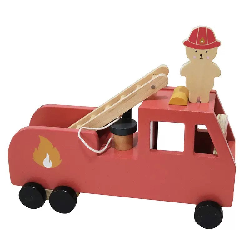 Wooden Fire Engine Truck Toy