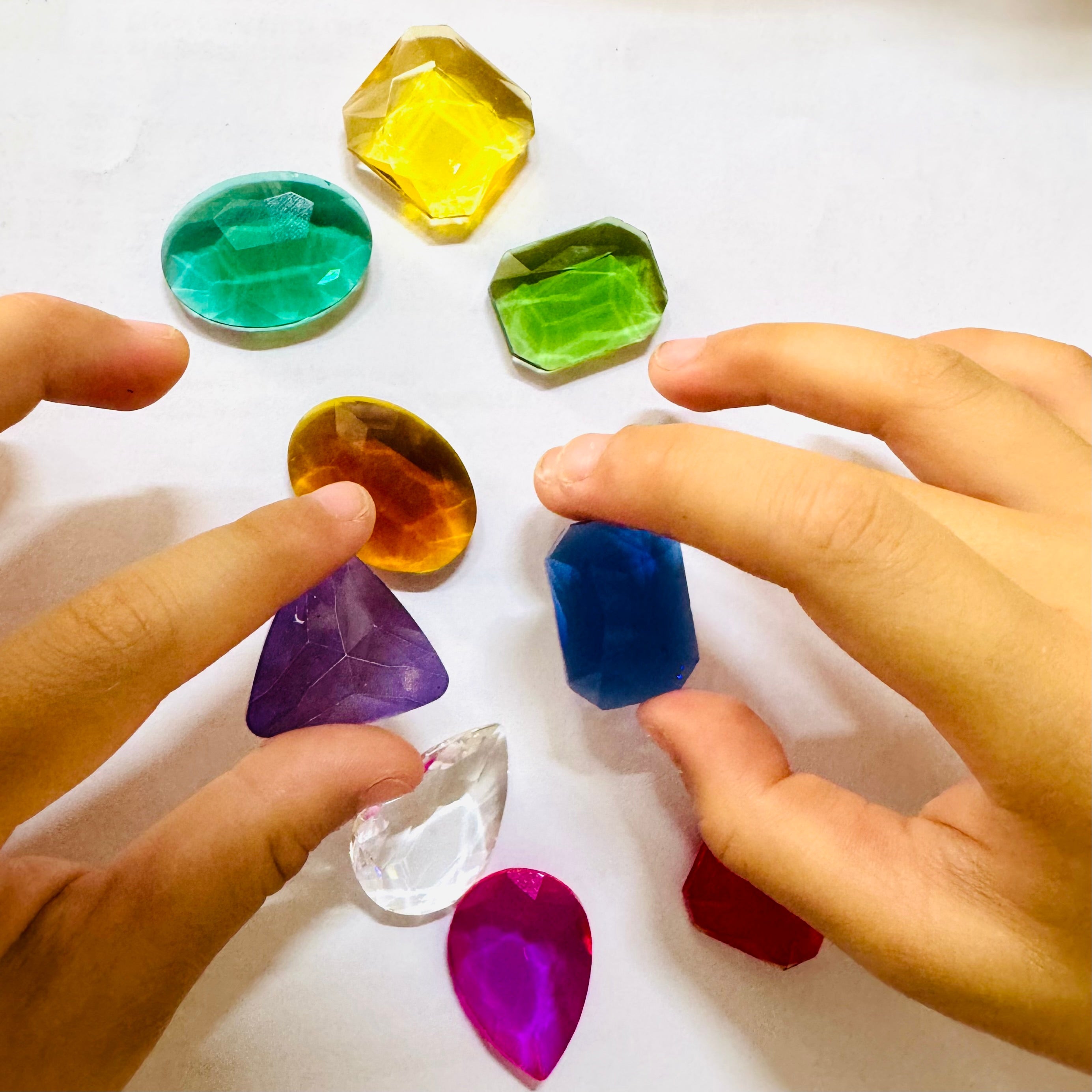 Sparkling Glass Gems Gemstone Loose Part Play Kids Treasure Gift Set of 9