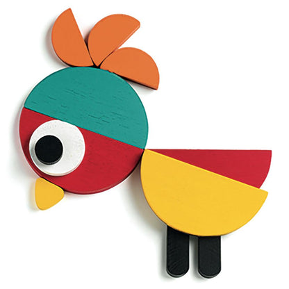 Extra Thick Wooden Geometric Shapes Pattern Blocks with animal theme Flash Cards