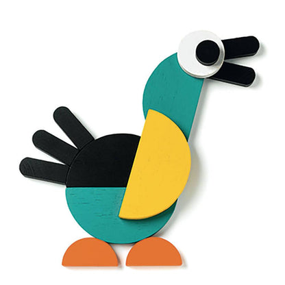 Extra Thick Wooden Geometric Shapes Pattern Blocks with animal theme Flash Cards