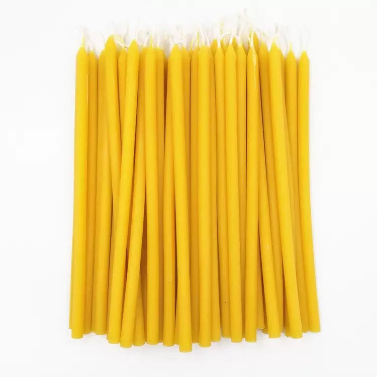 10 Thin Natural Beeswax Candle Kids Birthday Celebration Bee Themed Craft Décor