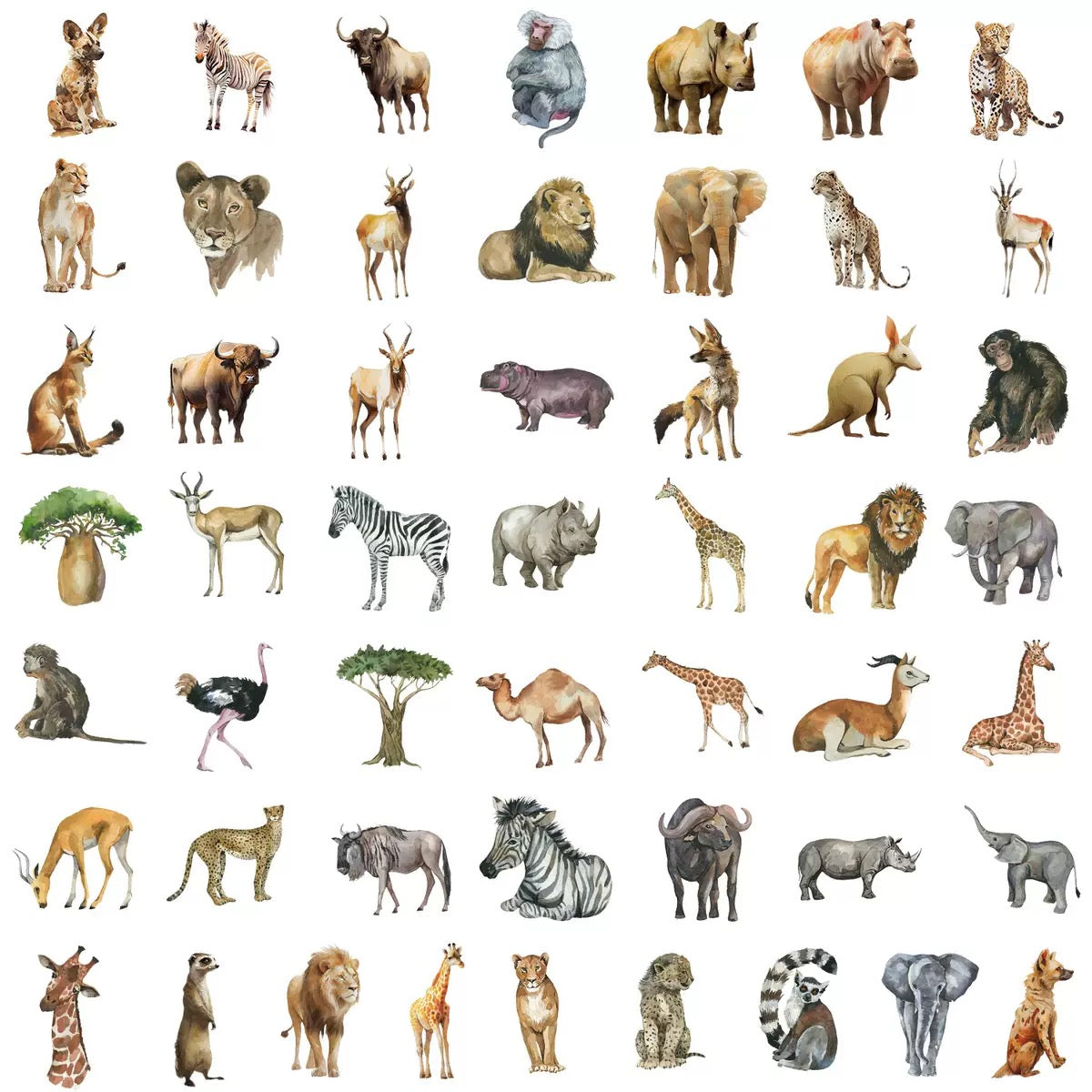 DIY Arts and Craft Bulk Lot of 50 Aussie Stickers Animals Jungle Farm various Themes