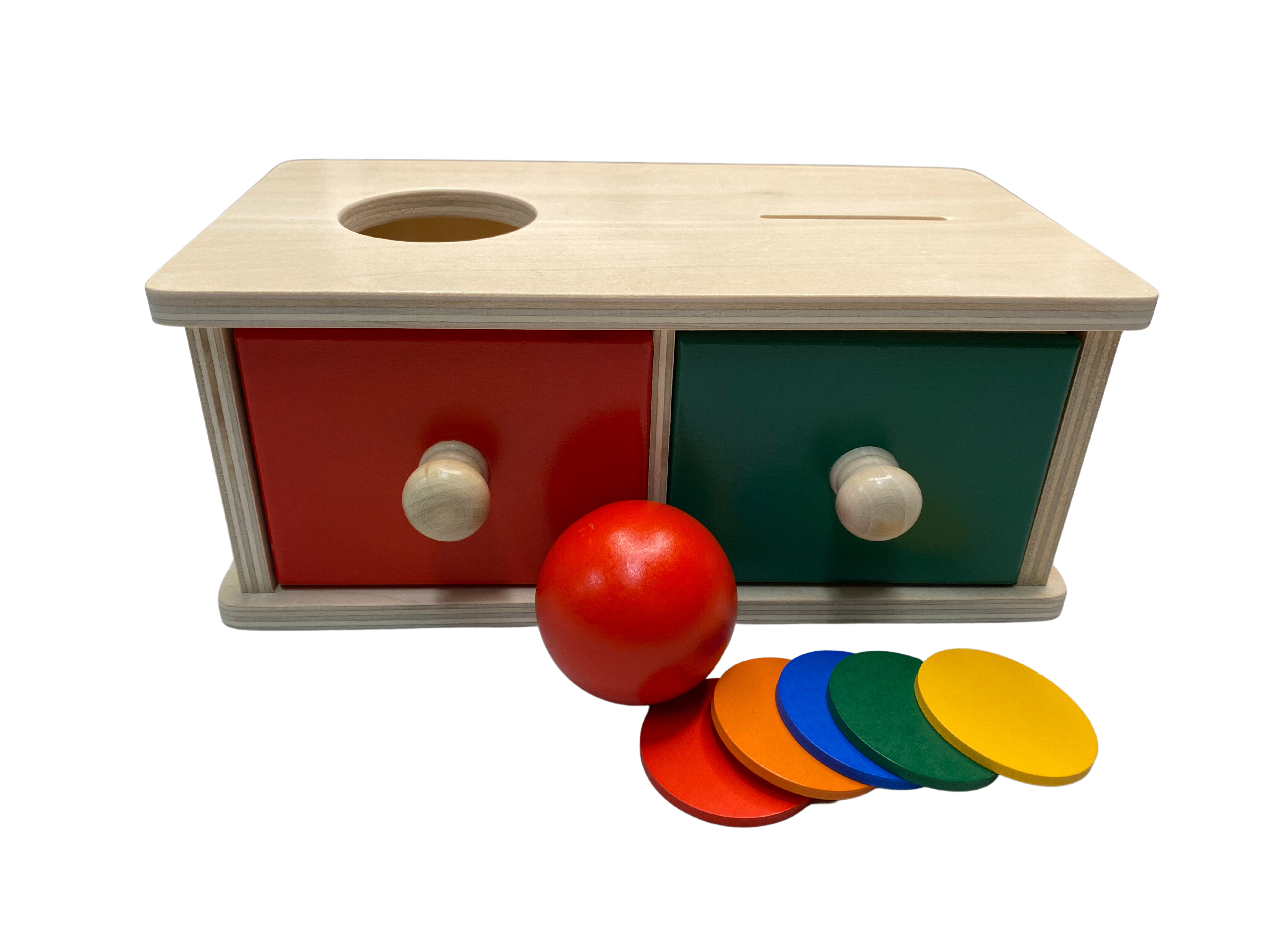 Montessori Object Permanence Box – Ball and Coins 2 in 1 Box