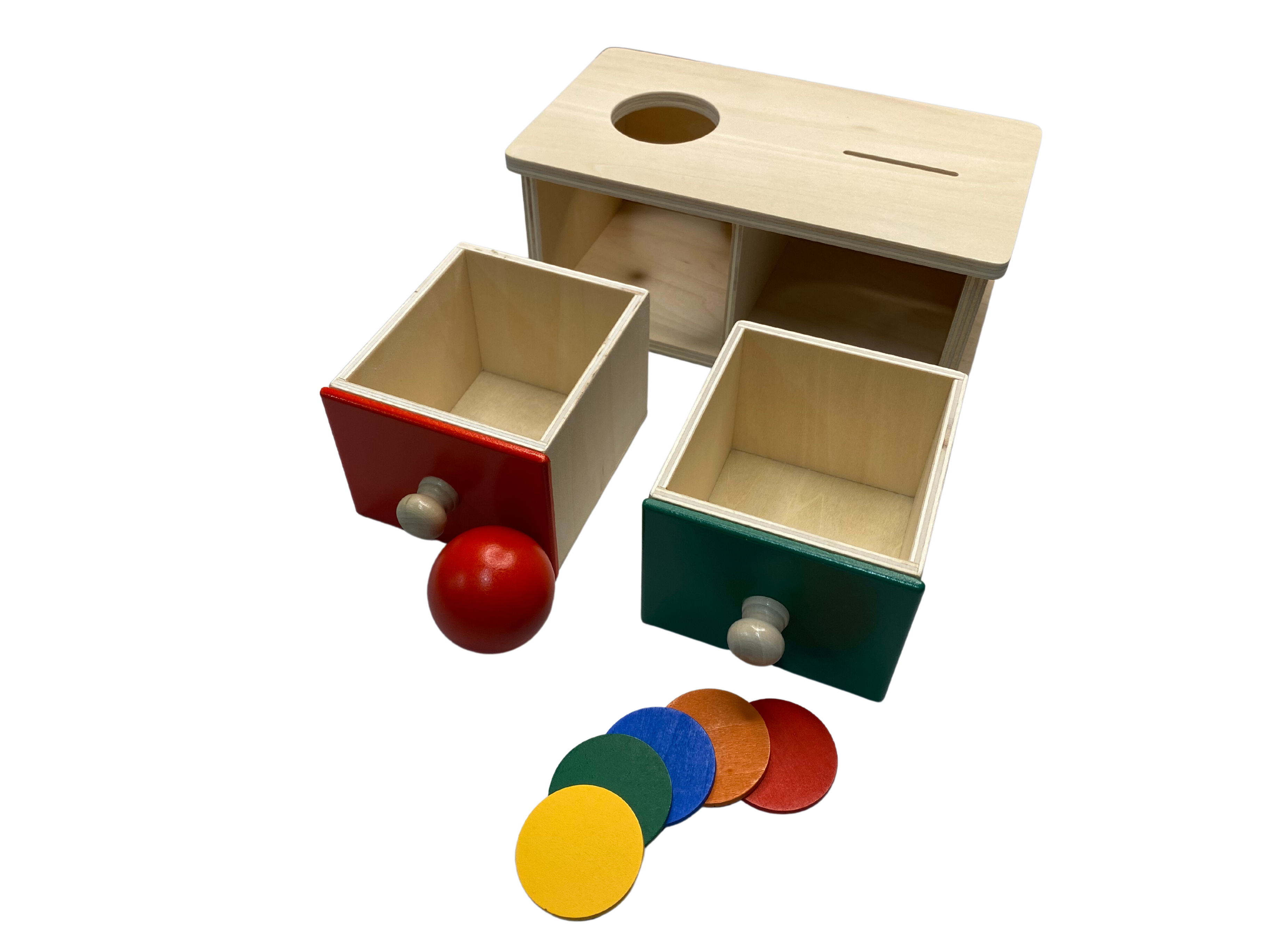 Montessori Object Permanence Box – Ball and Coins 2 in 1 Box