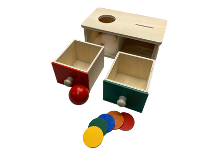 Montessori Object Permanence Box – Ball and Coins 2 in 1 Box