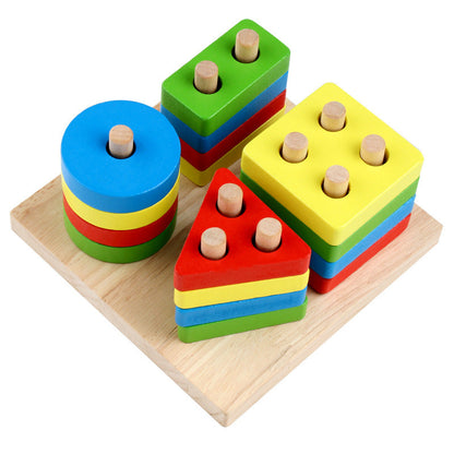 Jumbo Wooden Basic Geometric Shape Stacker Sorting Board