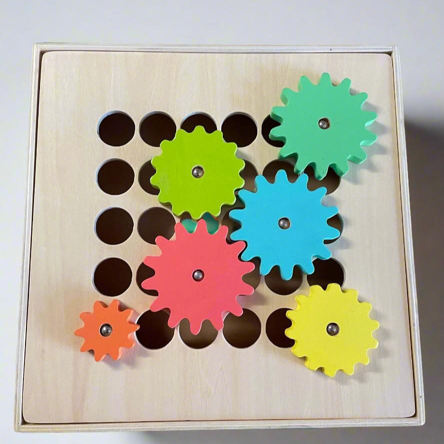 Wooden Gear & Cog Sorting Activity Box Tray