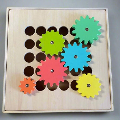 Wooden Gear & Cog Sorting Activity Box Tray