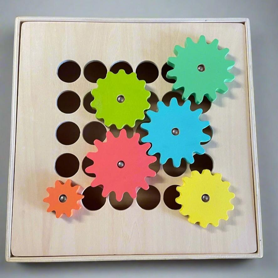 Wooden Gear & Cog Sorting Activity Box Tray