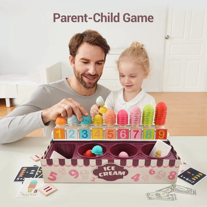 Pretend Play Ice Cream Counter Montessori Educational Math Toys-Mathematics toys