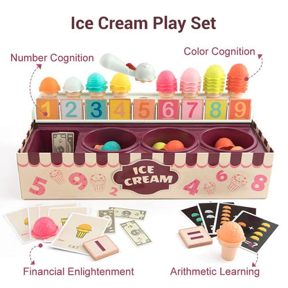 Pretend Play Ice Cream Counter Montessori Educational Math Toys-Mathematics toys