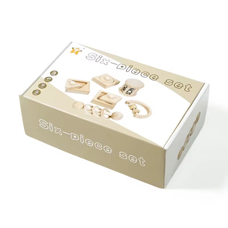 Montessori-Inspired 6-Piece Wooden Infant Exploration Set - Sensory and Fine Motor Development