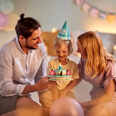 Fidtoy Jouet Gâteau d'Anniversaire Interactif Lumière Sonore Jeu d'Imitation