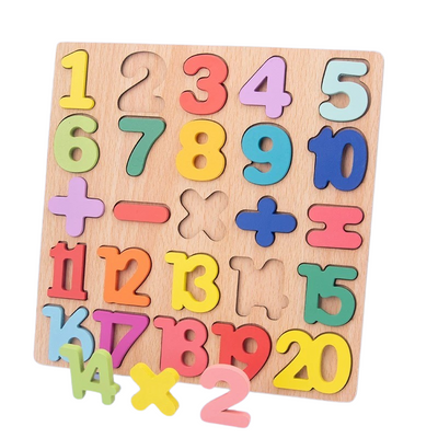Fidtoy Wooden Alphabet, Numbers & Shapes Puzzle Set for Kids – Montessori Educational Toy for Early Learning