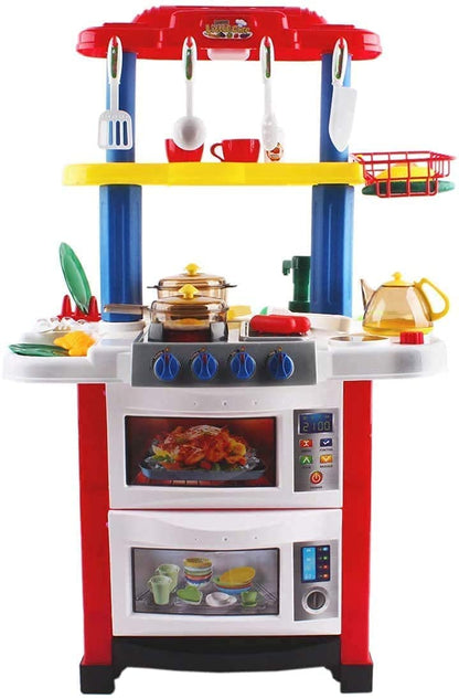 Kitchen Playset Happy Little Chef Pretend Play for Toddlers with Lights, Sounds, Real Water Features and Accessories Included