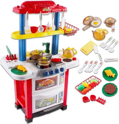 Kitchen Playset Happy Little Chef Pretend Play for Toddlers with Lights, Sounds, Real Water Features and Accessories Included