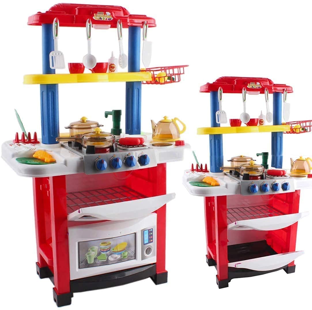 Kitchen Playset Happy Little Chef Pretend Play for Toddlers with Lights, Sounds, Real Water Features and Accessories Included