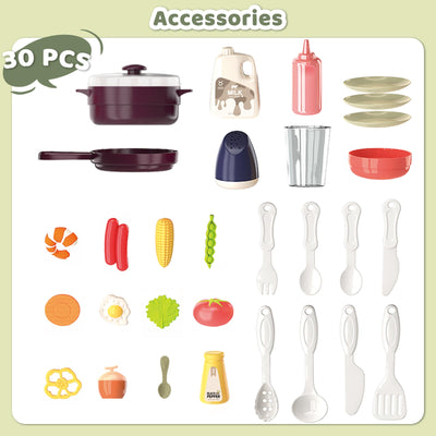 Green Pretend Kitchen Roly Play Set Kids Toy with Water Light Steam Features Gift Battery Operated Light and Sound