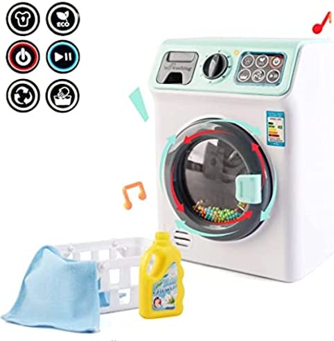 'My First Washing Machine' Laundry and Cleaning Play Set for Kids Christmas Gift Educational Toys with Realistic Functions