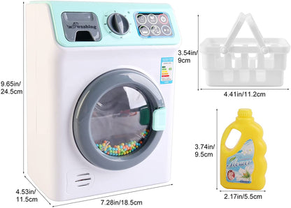 'My First Washing Machine' Laundry and Cleaning Play Set for Kids Christmas Gift Educational Toys with Realistic Functions