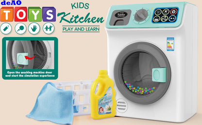 'My First Washing Machine' Laundry and Cleaning Play Set for Kids Christmas Gift Educational Toys with Realistic Functions
