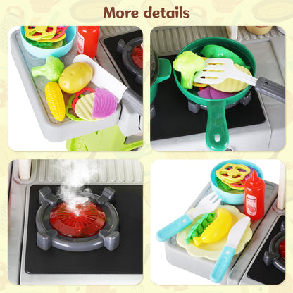 Interactive Kids Kitchen Playset with Realistic Features and Accessories with play food, stove, oven, storage space, and kitchen appliances